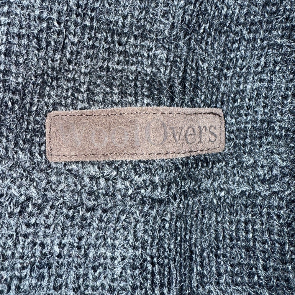 WoolOvers British wool quarter-zip sweater suede shoulder elbow patches Large - Picture 8 of 11